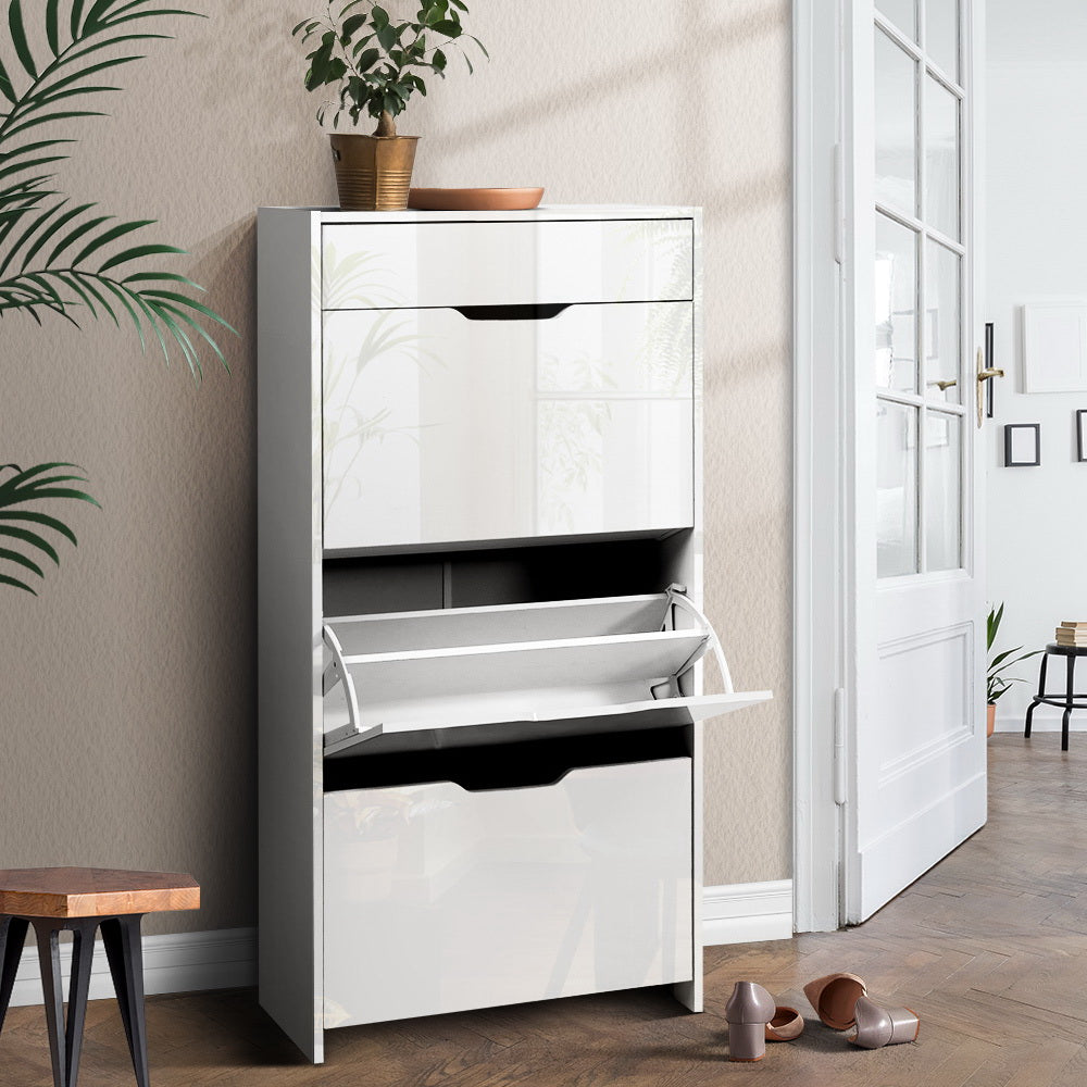 Shoe Storage: Artiss Shoe Rack Cabinet 24 Pairs White Luna