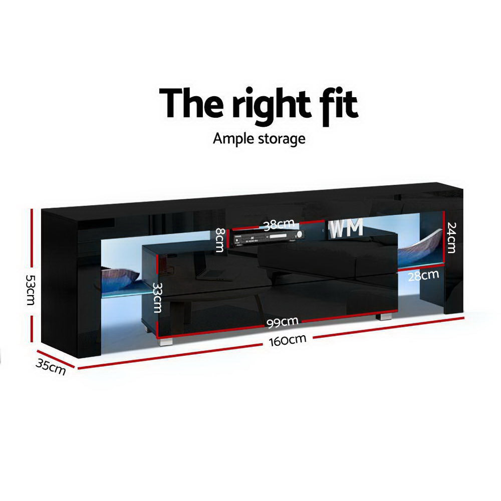 TV Units: Artiss Entertainment Unit TV Cabinet LED 160cm Black Elo