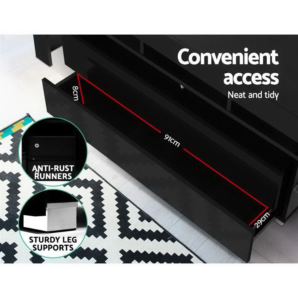 TV Units: Artiss Entertainment Unit TV Cabinet LED 160cm Black Elo