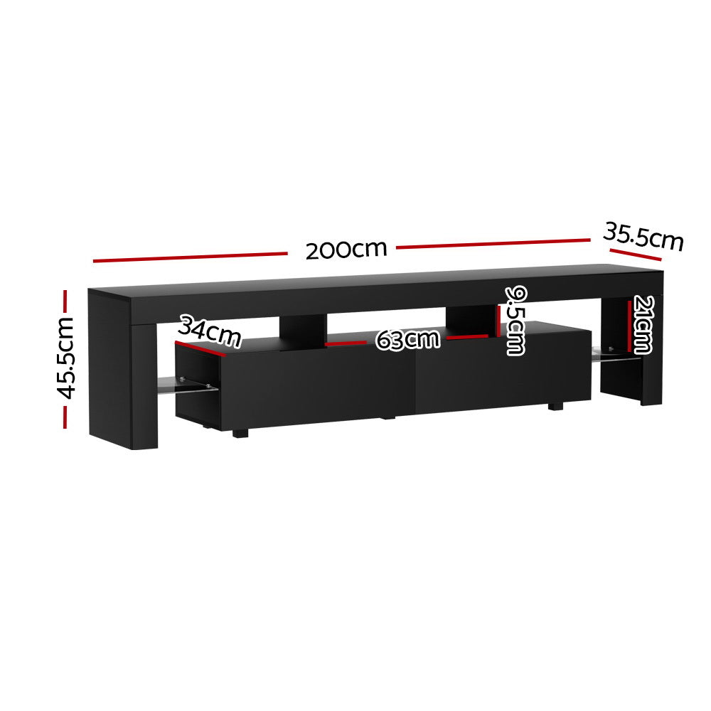 TV Units: Artiss TV Cabinet Entertainment Unit Stand RGB LED Gloss Furniture 200cm Black