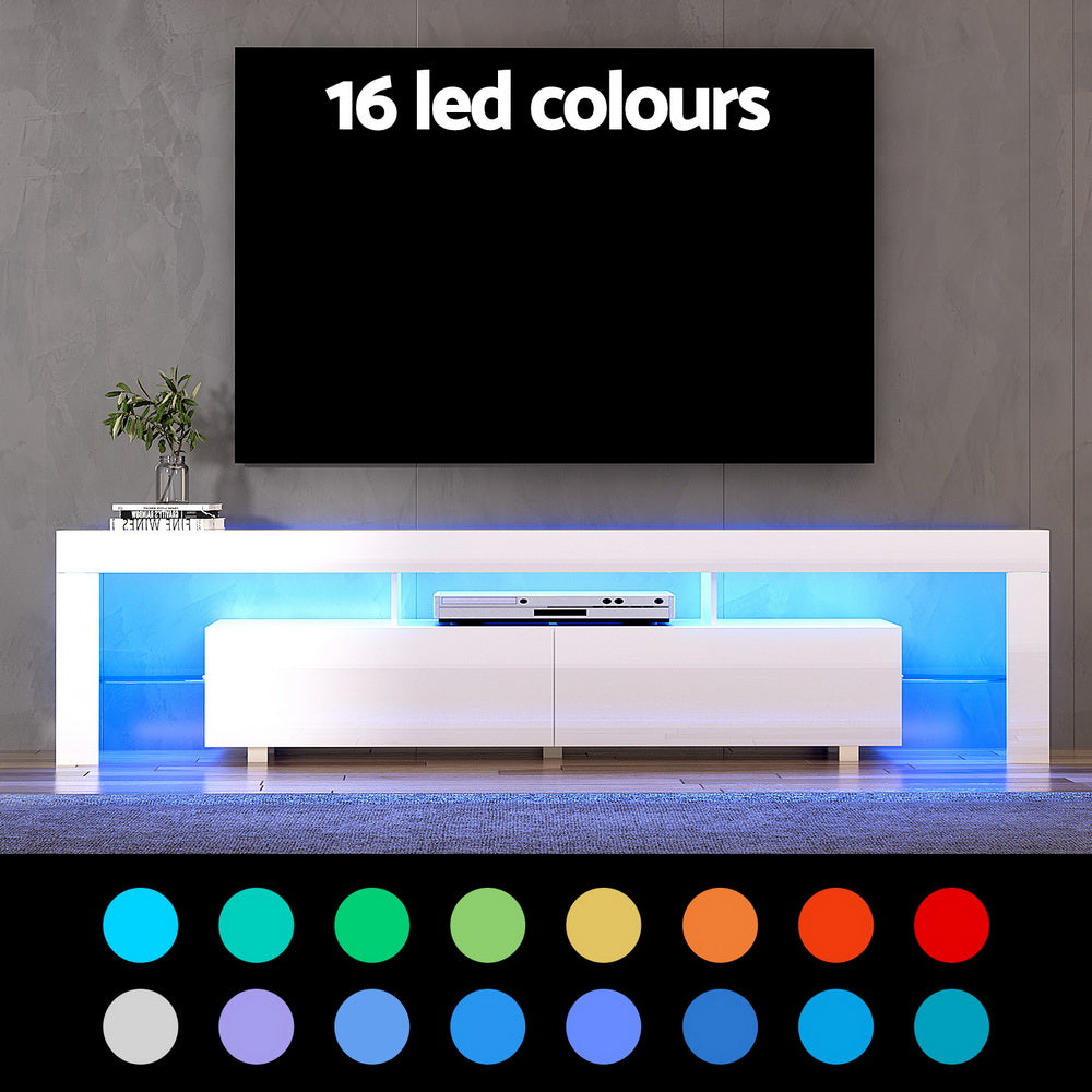 TV Units: Artiss TV Cabinet Entertainment Unit Stand RGB LED Gloss Furniture 200cm White