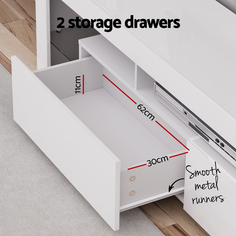TV Units: Artiss TV Cabinet Entertainment Unit Stand RGB LED Gloss Furniture 200cm White