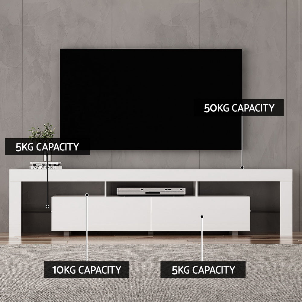 TV Units: Artiss TV Cabinet Entertainment Unit Stand RGB LED Gloss Furniture 200cm White