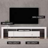 Artiss TV Cabinet Entertainment Unit Stand RGB LED Gloss Furniture 200cm White