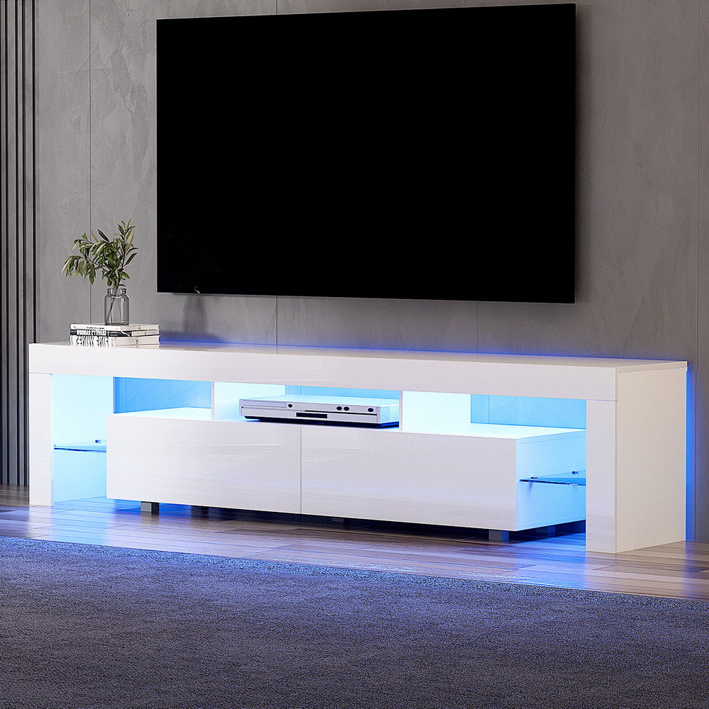 TV Units: Artiss TV Cabinet Entertainment Unit Stand RGB LED Gloss Furniture 200cm White