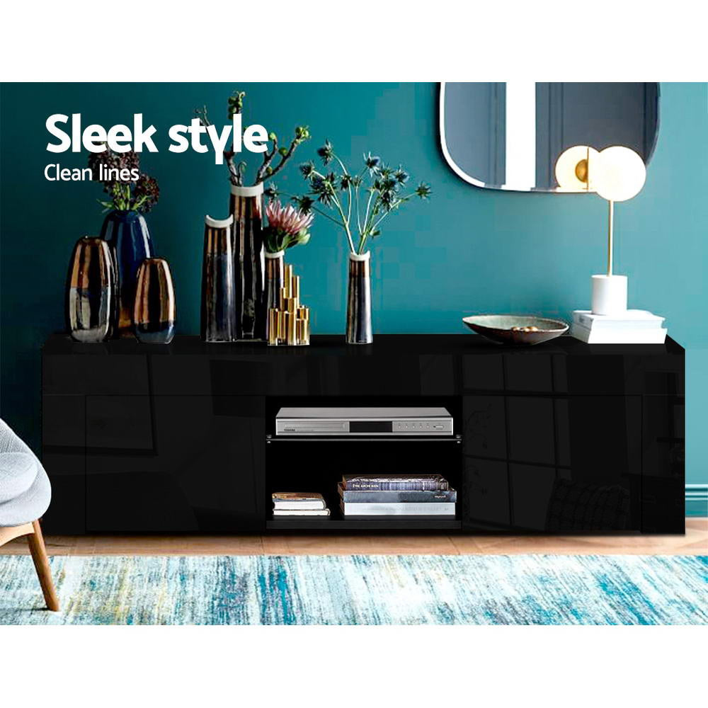 TV Units: Artiss Entertainment Unit TV Cabinet LED 130cm Black Angus
