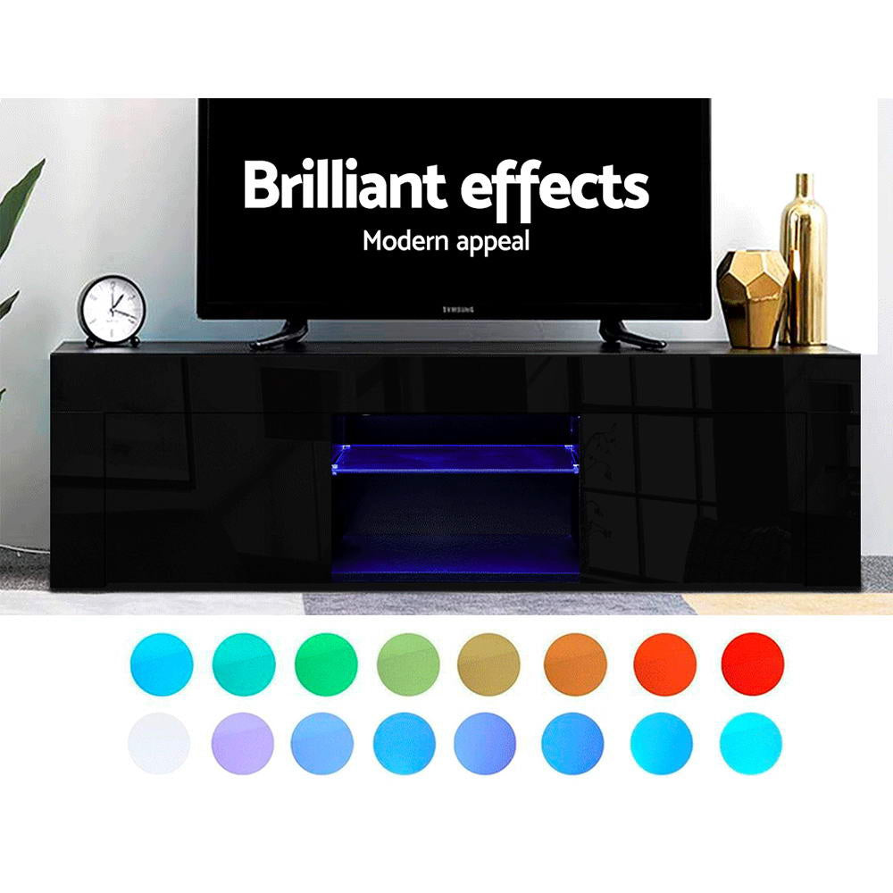 TV Units: Artiss Entertainment Unit TV Cabinet LED 130cm Black Angus