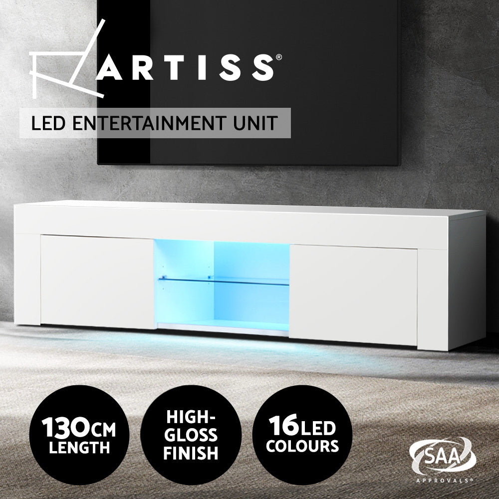 TV Units: Artiss Entertainment Unit TV Cabinet LED 130cm White Angus
