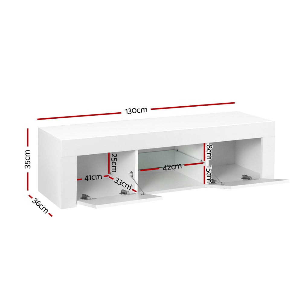 TV Units: Artiss Entertainment Unit TV Cabinet LED 130cm White Angus