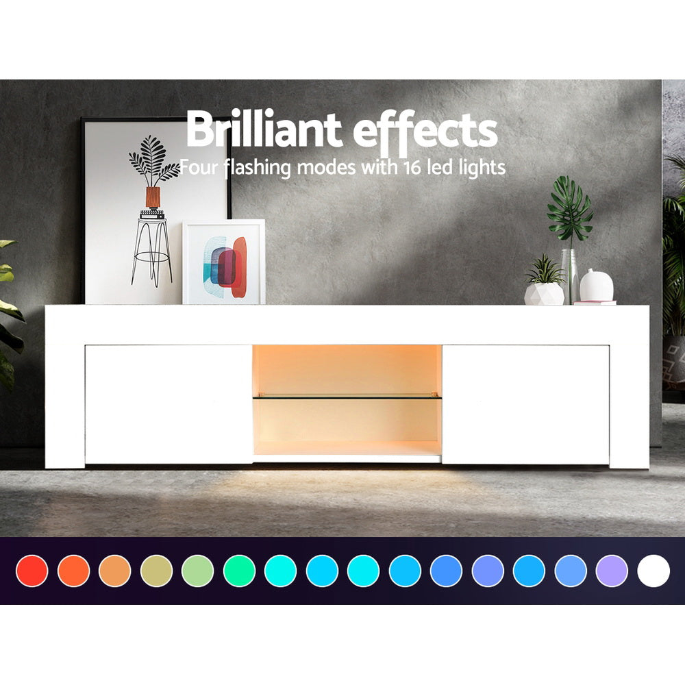 TV Units: Artiss Entertainment Unit TV Cabinet LED 130cm White Angus