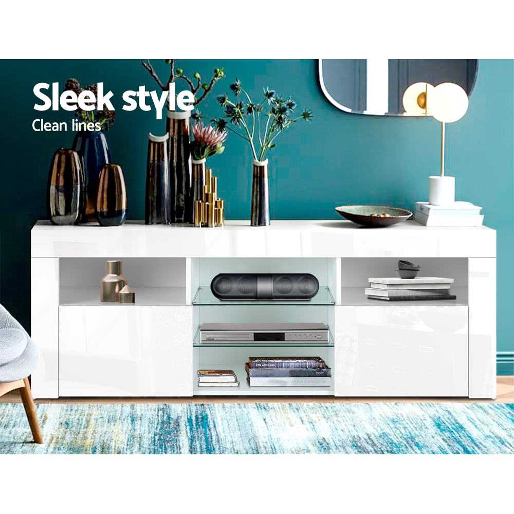 TV Units: Artiss Entertainment Unit TV Cabinet LED 145cm White Angus