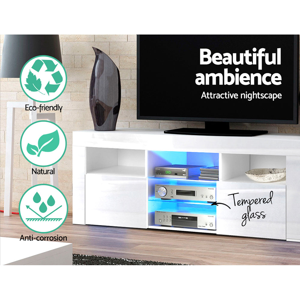 TV Units: Artiss Entertainment Unit TV Cabinet LED 145cm White Angus