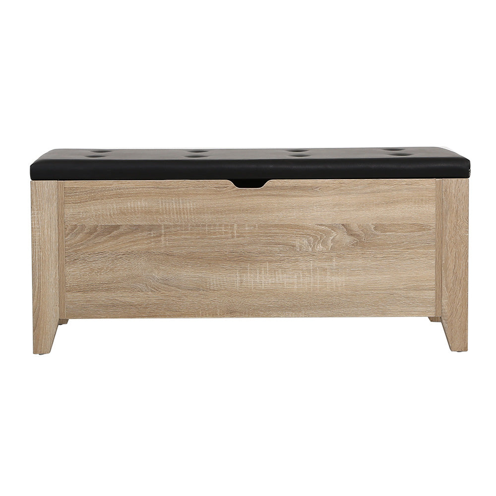 Ottomans & Footstools: Artiss Storage Ottoman Blanket Box Leather Oak