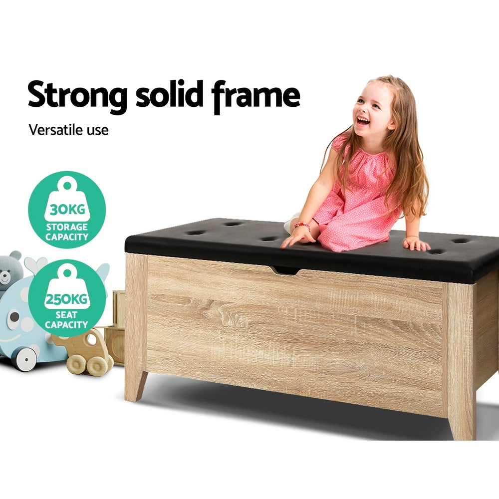 Ottomans & Footstools: Artiss Storage Ottoman Blanket Box Leather Oak