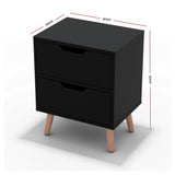 Bedside Tables: Artiss Bedside Table 2 Drawers - BODEN Black