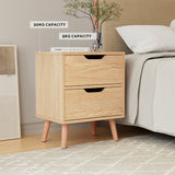 Bedside Tables: Artiss Bedside Table 2 Drawers Nightstand - BODEN Pine