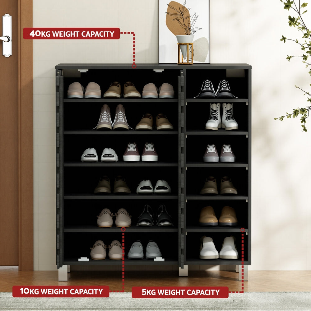 Shoe Storage: Artiss Shoe Rack Cabinet 6 Tier Storage Shelf Black
