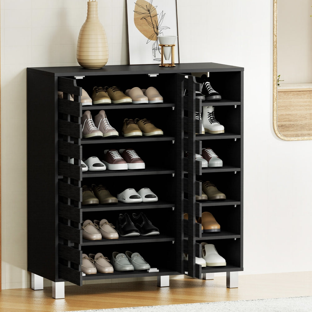 Shoe Storage: Artiss Shoe Rack Cabinet 6 Tier Storage Shelf Black