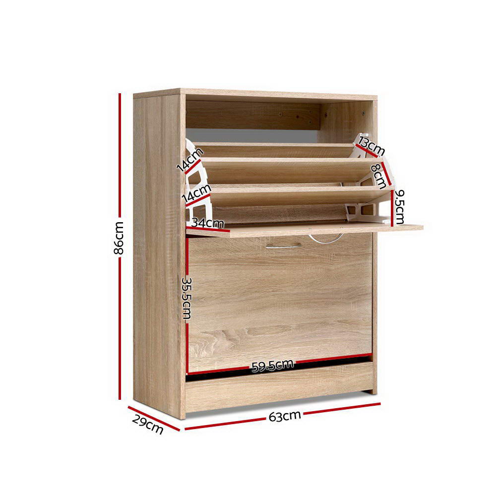 Shoe Storage: Artiss Shoe Rack Cabinet 24 Pairs 3-tier Wood Nina