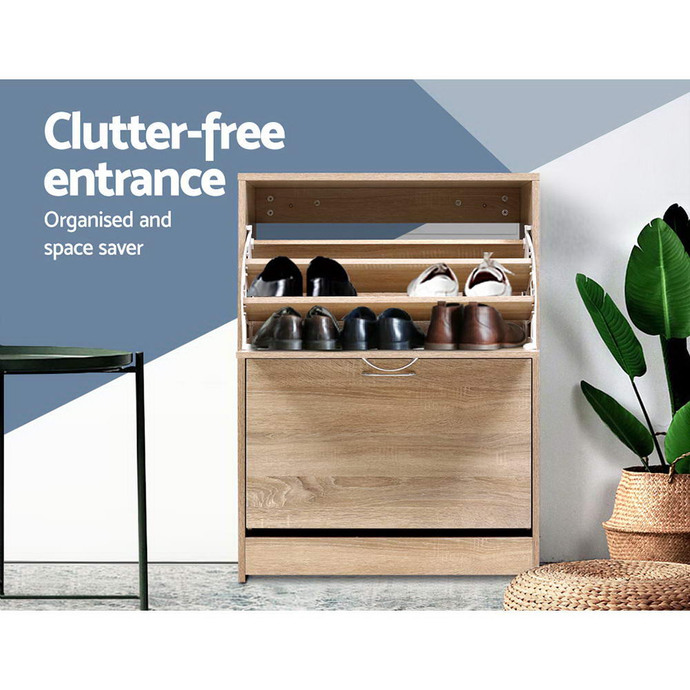 Shoe Storage: Artiss Shoe Rack Cabinet 24 Pairs 3-tier Wood Nina
