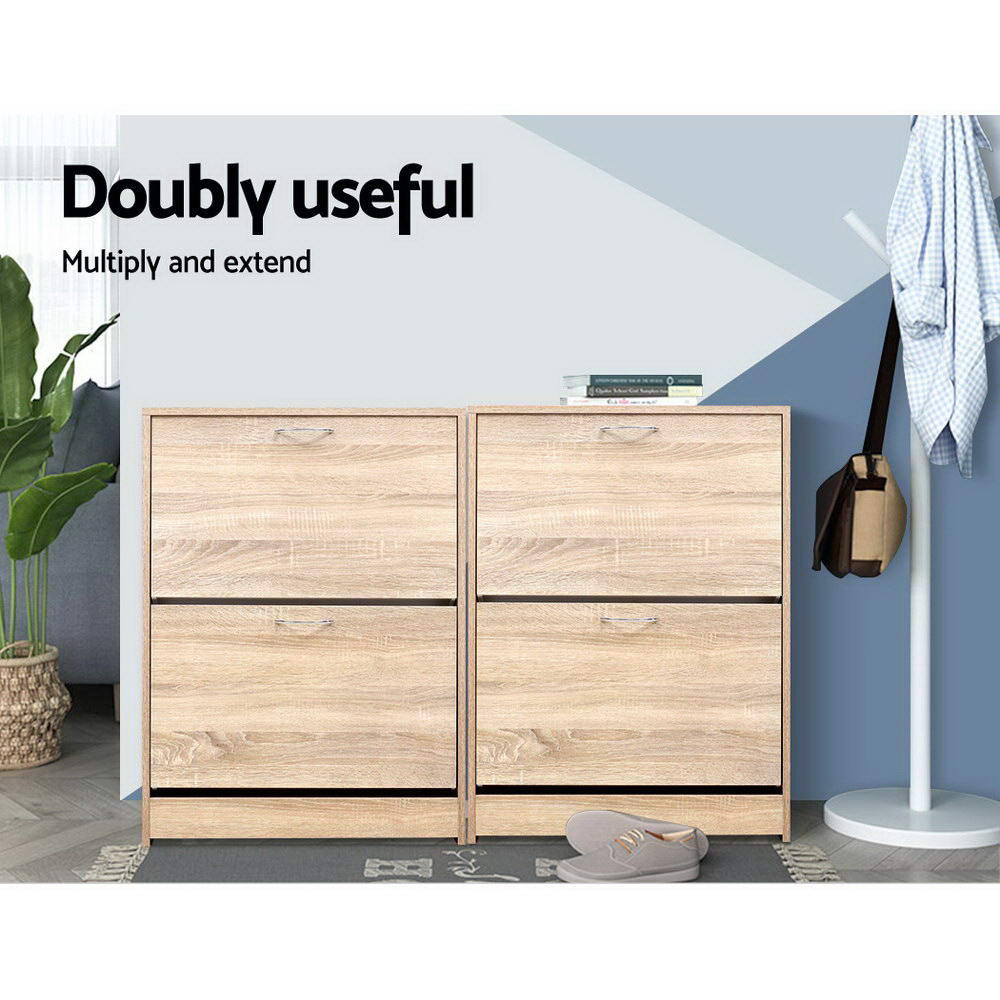 Shoe Storage: Artiss Shoe Rack Cabinet 24 Pairs 3-tier Wood Nina