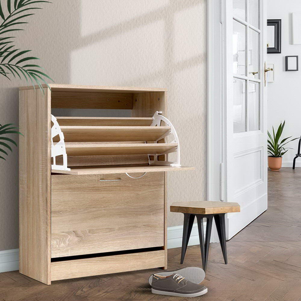 Shoe Storage: Artiss Shoe Rack Cabinet 24 Pairs 3-tier Wood Nina