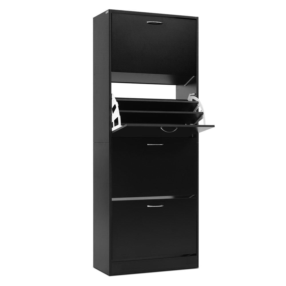 Shoe Storage: Artiss Shoe Rack Cabinet 60 Pairs 4 Doors - Black
