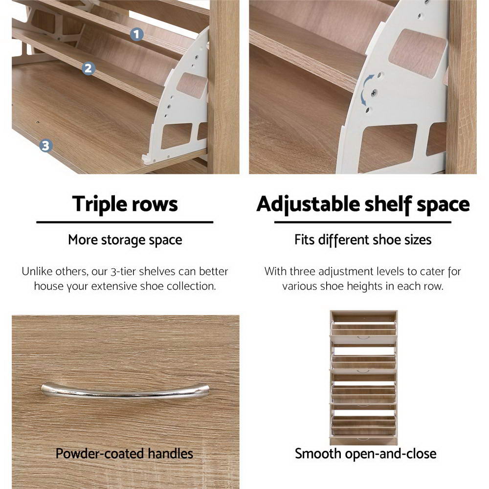 Shoe Storage: Artiss Shoe Rack Cabinet 60 Pairs 4 Doors - Wood