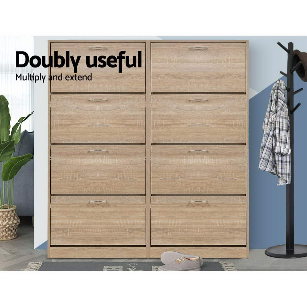 Shoe Storage: Artiss Shoe Rack Cabinet 60 Pairs 4 Doors - Wood