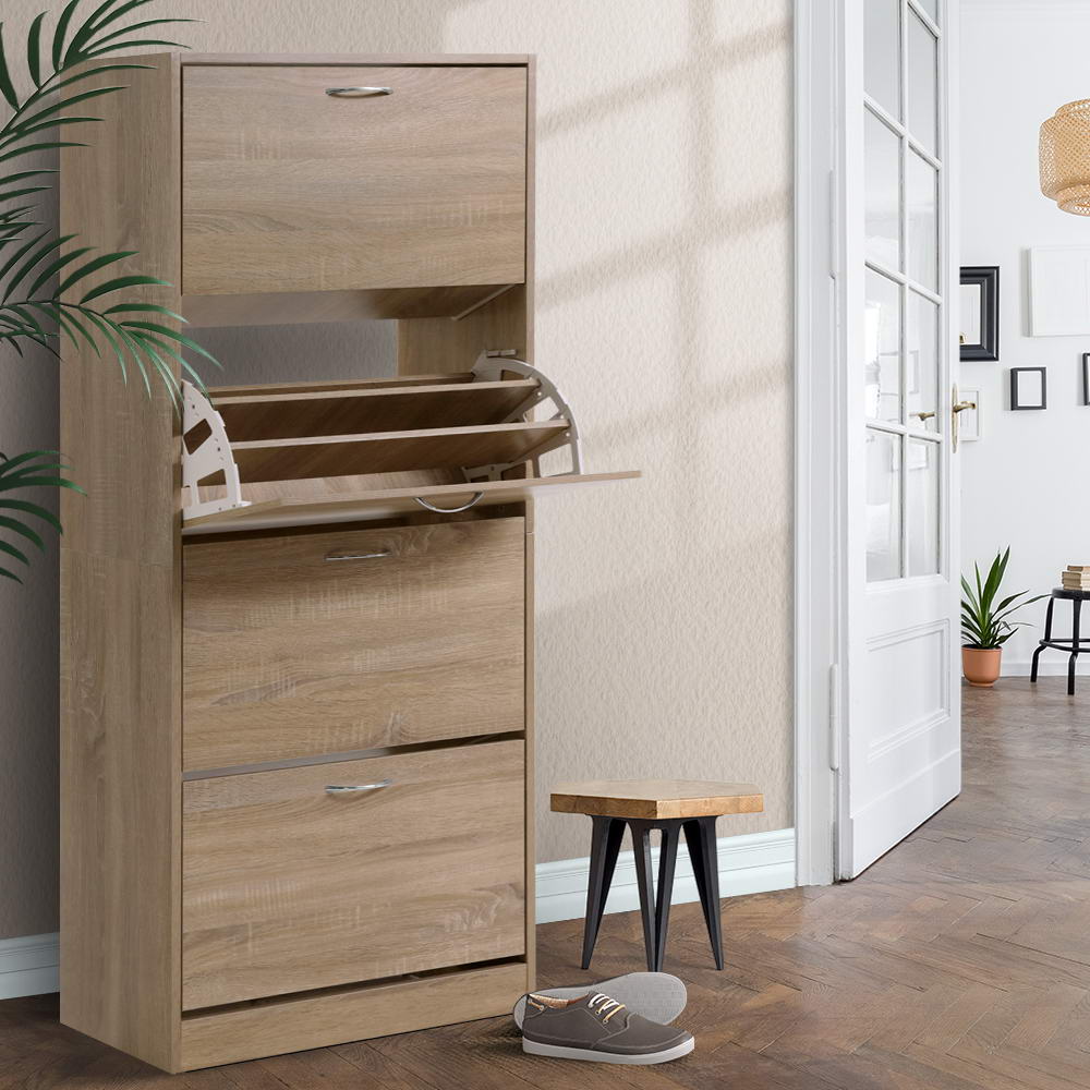 Shoe Storage: Artiss Shoe Rack Cabinet 60 Pairs 4 Doors - Wood