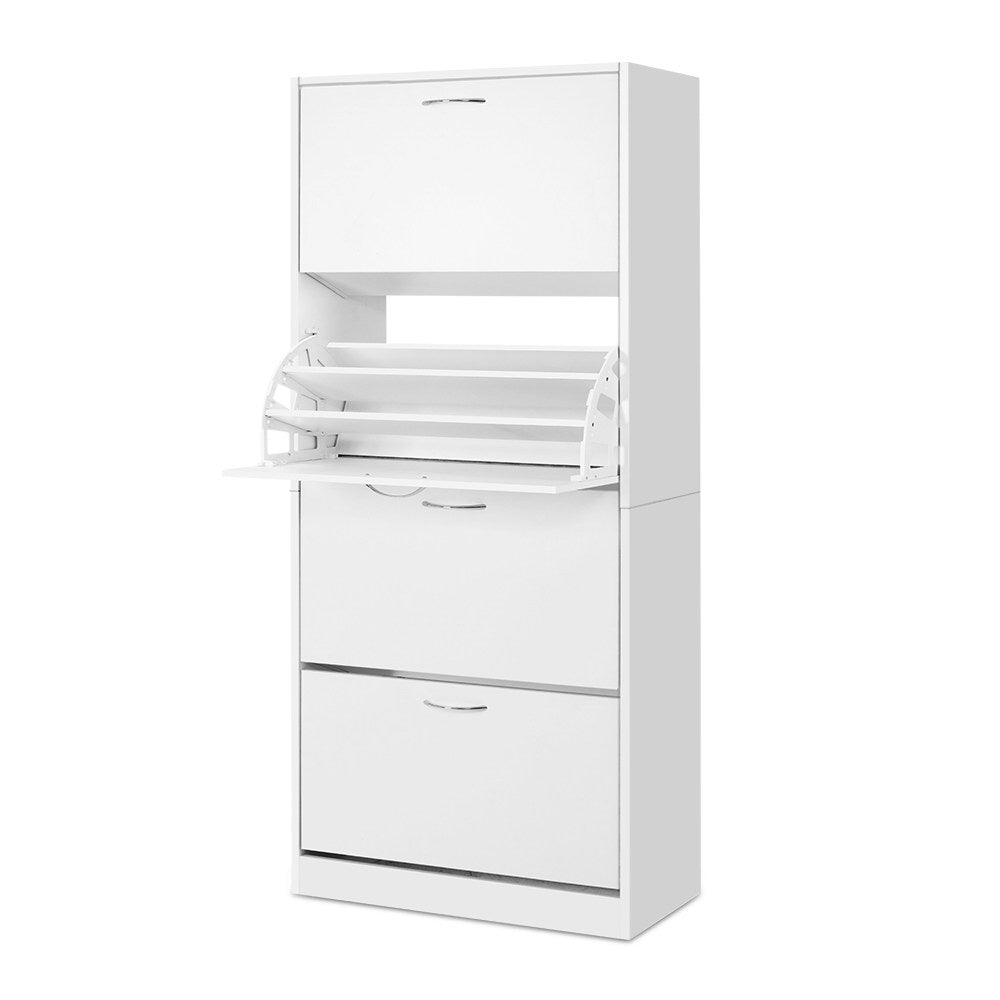Shoe Storage: Artiss Shoe Rack Cabinet 60 Pairs 4 Doors - White