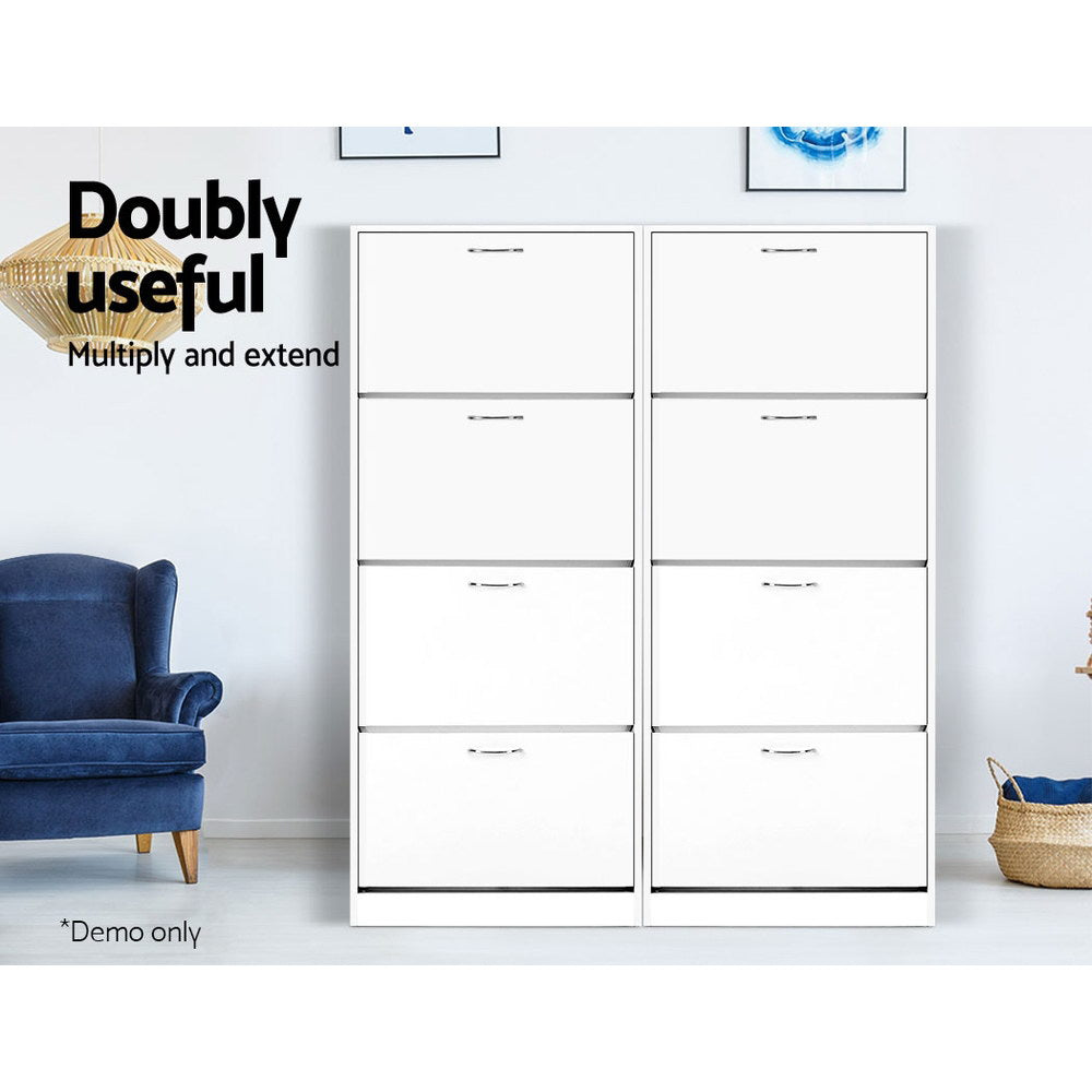 Shoe Storage: Artiss Shoe Rack Cabinet 60 Pairs 4 Doors - White