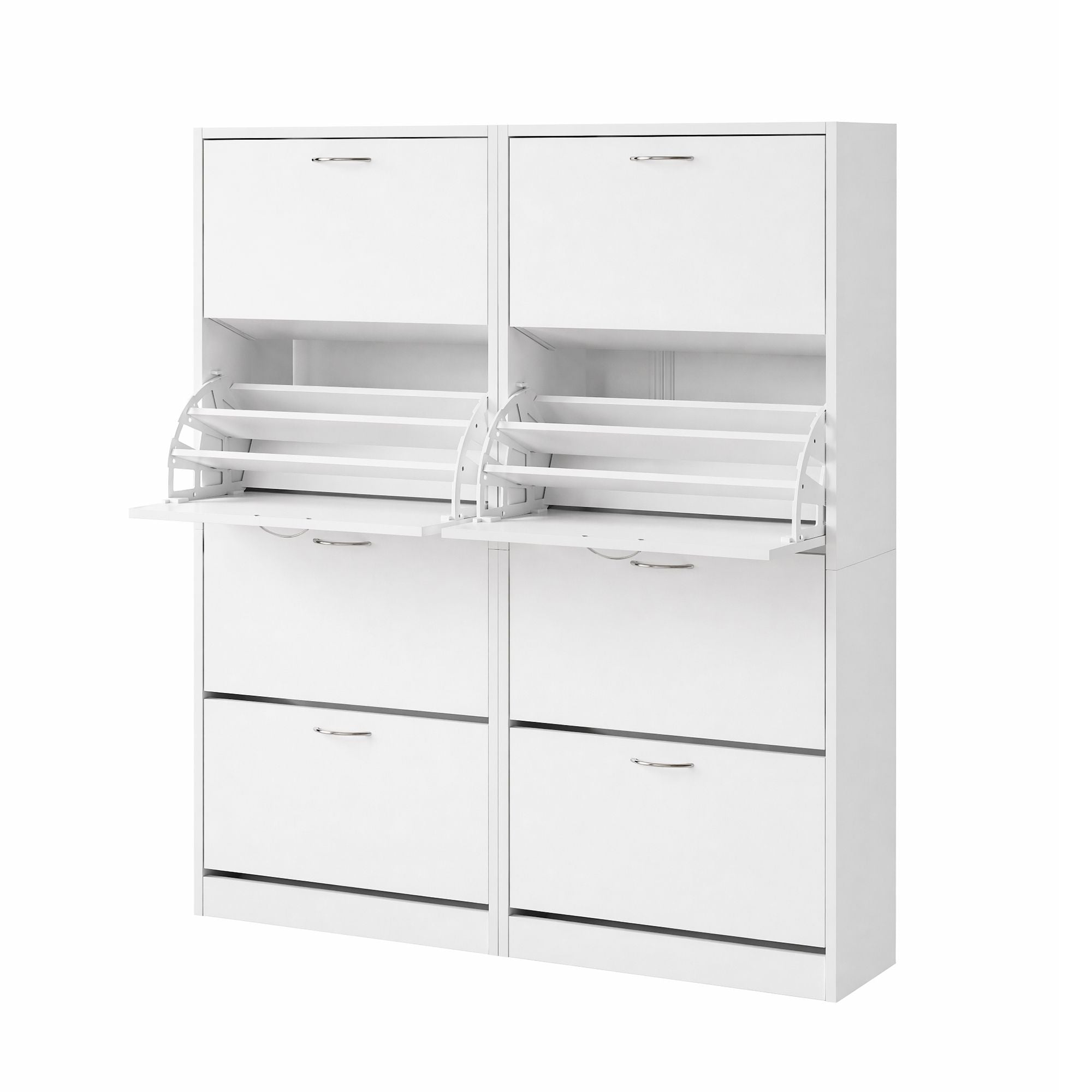 Artiss 2x Shoe Cabinet Storage Organiser 4 Flip Drawer White