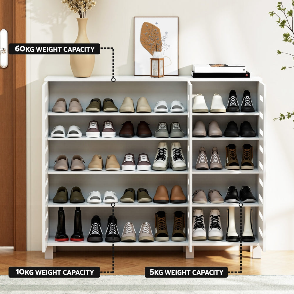 Shoe Storage: Artiss Shoe Rack Cabinet 30 Pairs Adjustable Shelf White