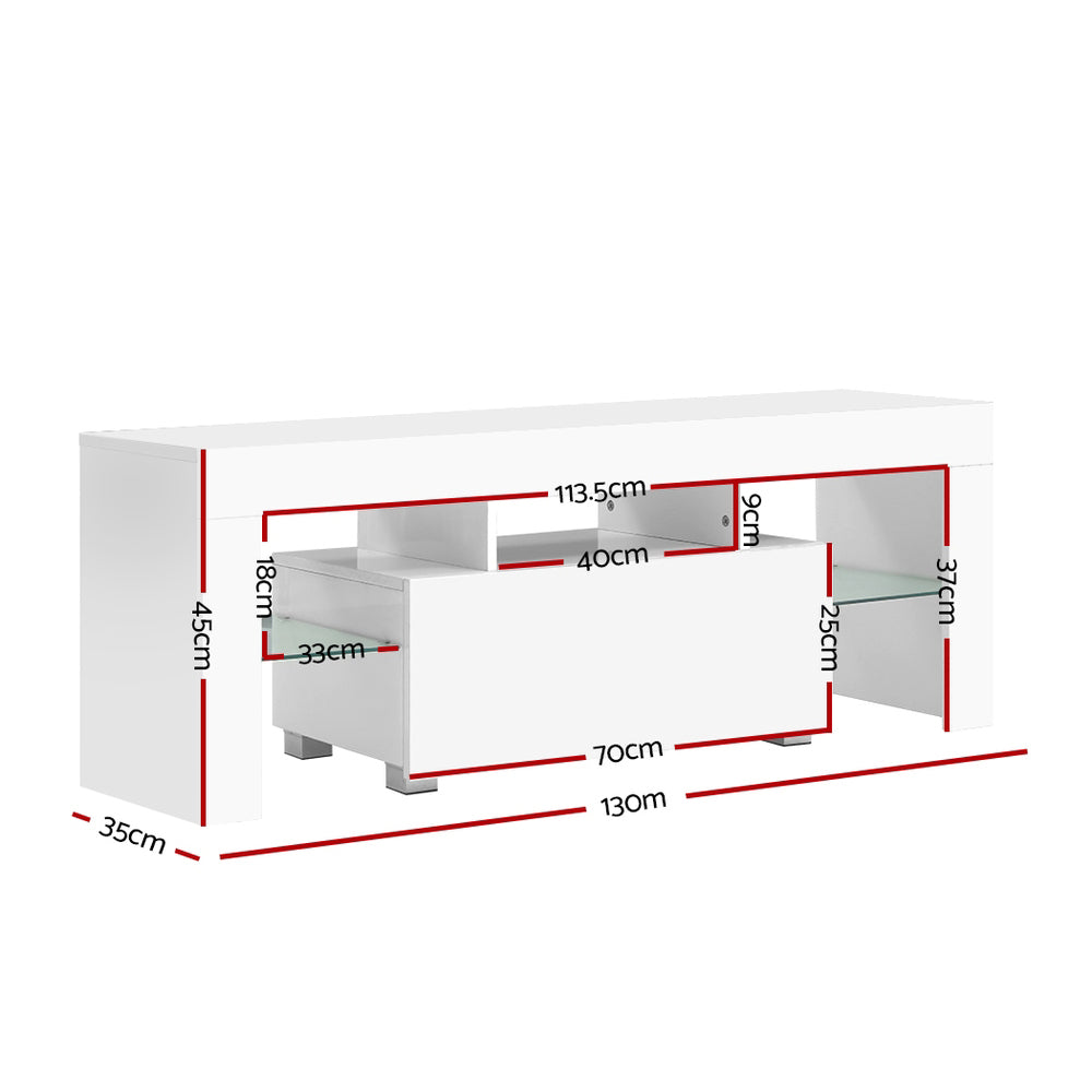 TV Units: Artiss Entertainment Unit TV Cabinet LED 130cm White Elo