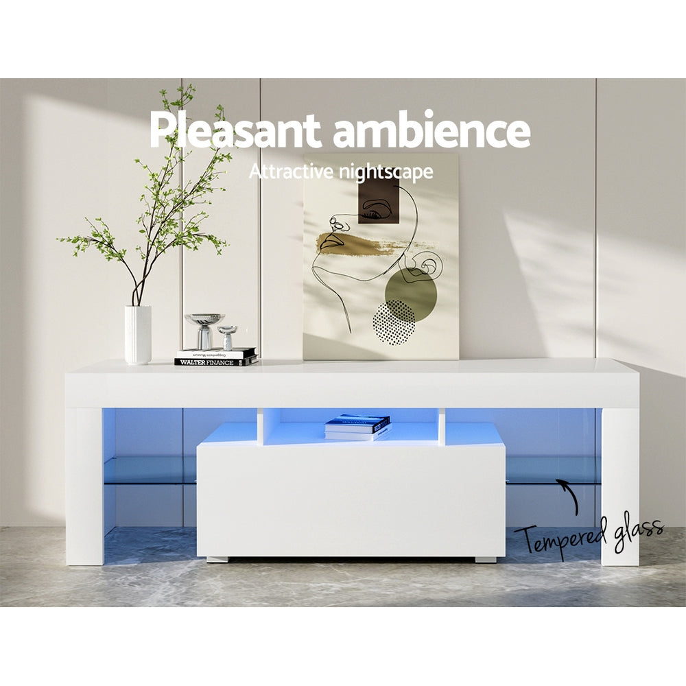 TV Units: Artiss Entertainment Unit TV Cabinet LED 130cm White Elo
