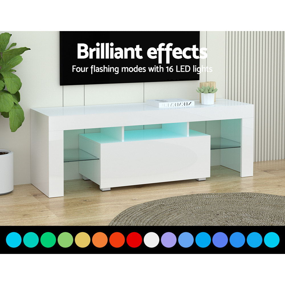 TV Units: Artiss Entertainment Unit TV Cabinet LED 130cm White Elo