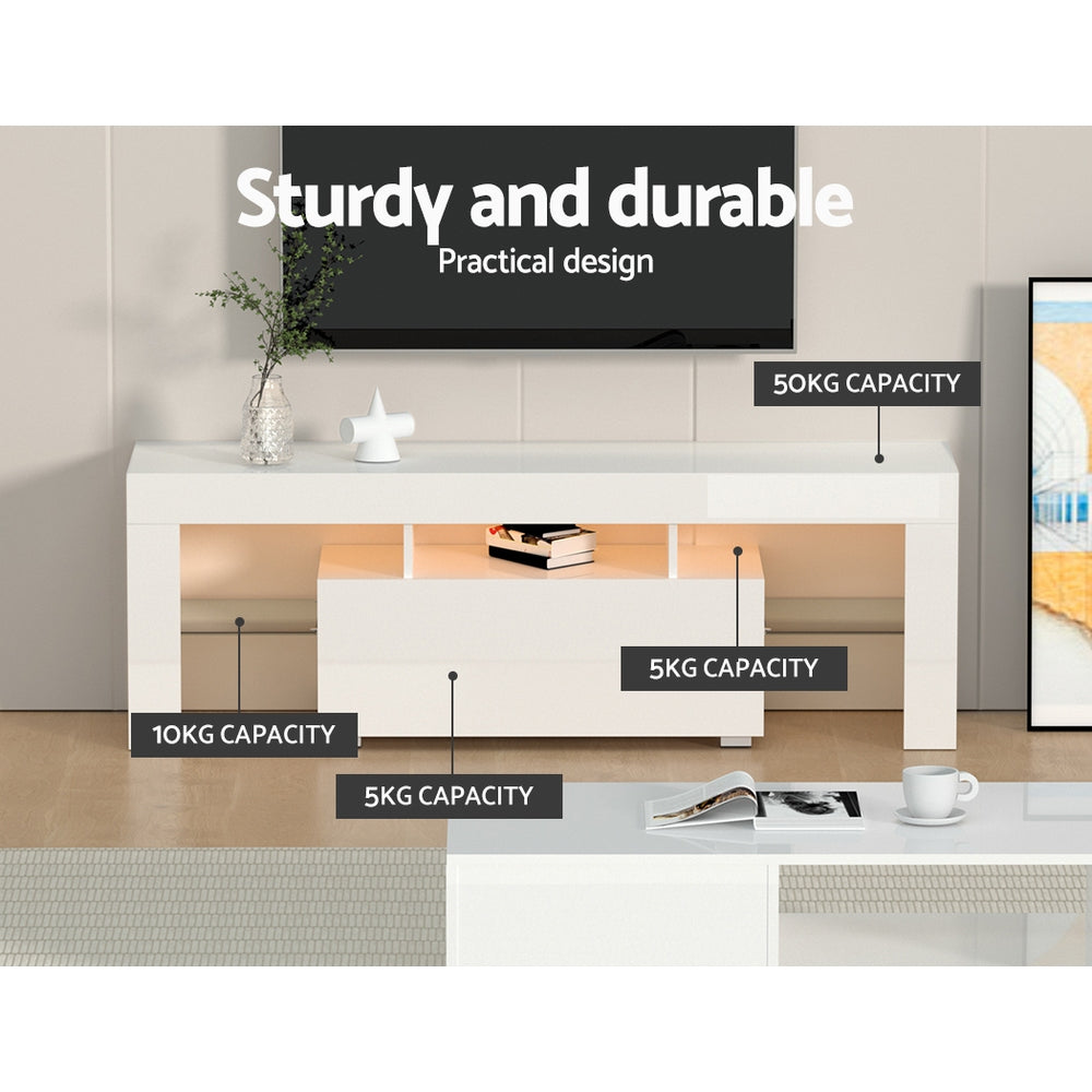 TV Units: Artiss Entertainment Unit TV Cabinet LED 130cm White Elo