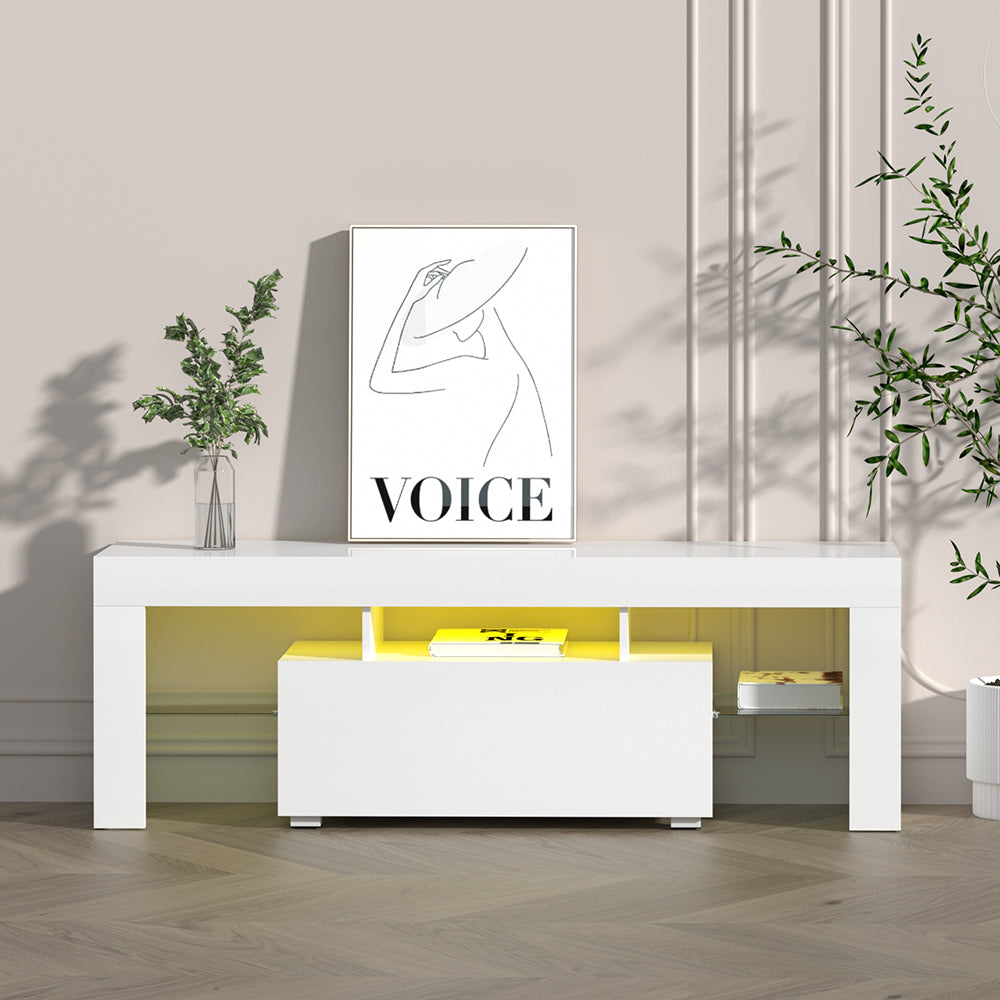 TV Units: Artiss Entertainment Unit TV Cabinet LED 130cm White Elo