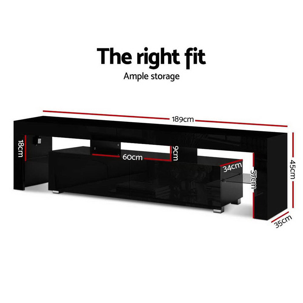 TV Units: Artiss Entertainment Unit TV Cabinet LED 189cm Black Elo