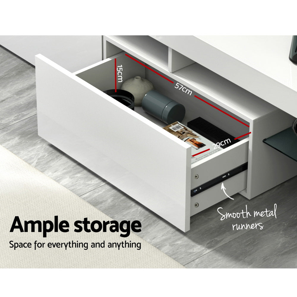 TV Units: Artiss Entertainment Unit TV Cabinet LED 189cm White Elo