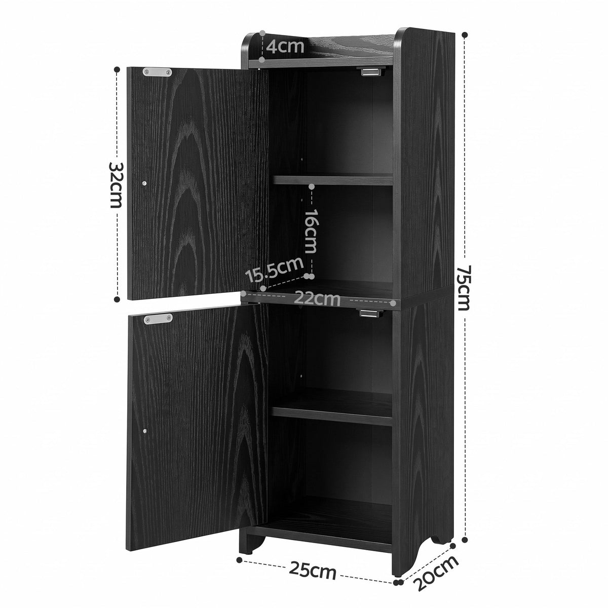 Artiss Bathroom Storage Cabinet Freestanding Cupboard Narrow Floor Shelf Black