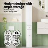 Artiss Bathroom Cabinet Storage Slim Organiser Drawer Toilet Corner 135cm White