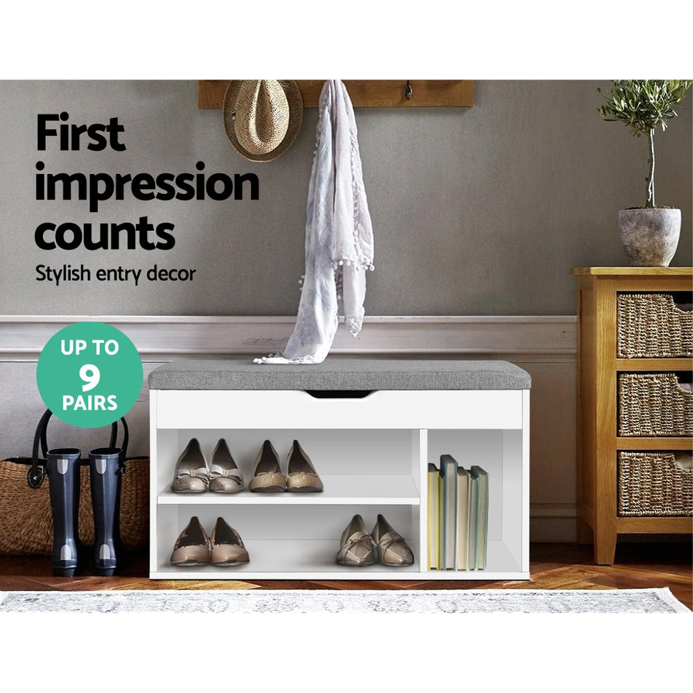 Shoe Storage: Artiss Shoe Rack Bench Shoe Cabinet White Allen