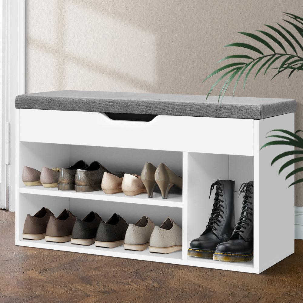 Shoe Storage: Artiss Shoe Rack Bench Shoe Cabinet White Allen