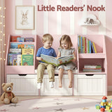 Kid's Bookcases & Shelves: Keezi Kids Bookshelf Storage Organiser Toy Box Drawer Bench Seat Cabinet Pink