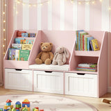 Kid's Bookcases & Shelves: Keezi Kids Bookshelf Storage Organiser Toy Box Drawer Bench Seat Cabinet Pink