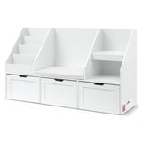 Kid's Bookcases & Shelves: Keezi Kids Bookshelf Storage Organiser Toy Box Drawer Bench Seat Cabinet White