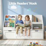 Kid's Bookcases & Shelves: Keezi Kids Bookshelf Storage Organiser Toy Box Drawer Bench Seat Cabinet White