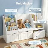 Kid's Bookcases & Shelves: Keezi Kids Bookshelf Storage Organiser Toy Box Drawer Bench Seat Cabinet White